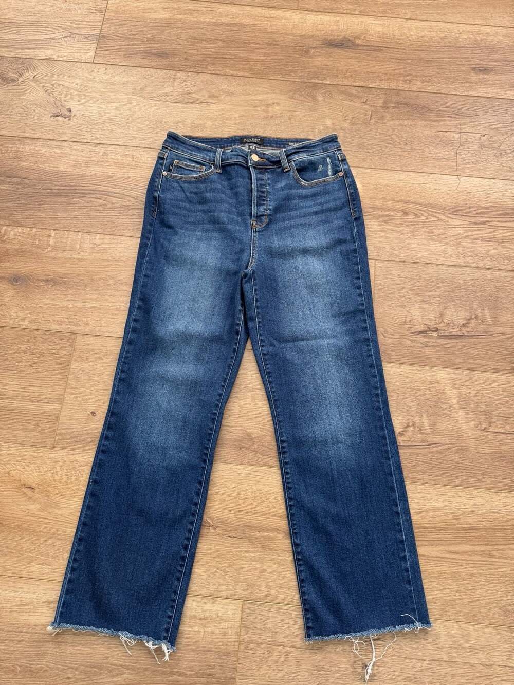 Judy Blue High Rise Dad Jeans Raw Hem Medium Wash Denim Size 13/31 - Picture 2 of 15